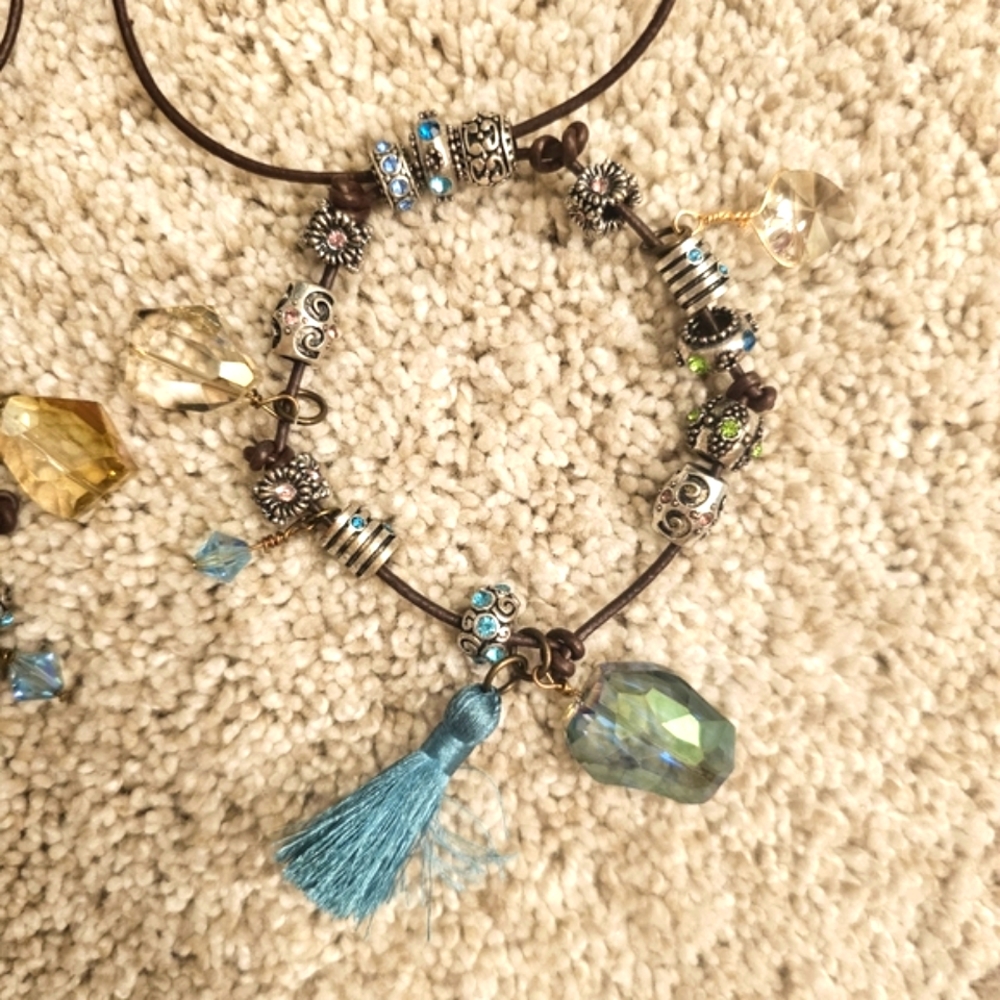 Boot JEWELRY Sparkly Crystal Tassle on Leather Boot Bracelet Anklet - Picture 7 of 8